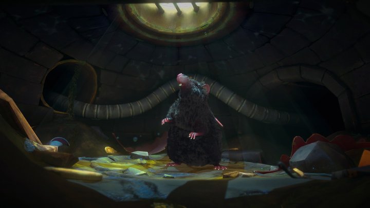 Fluffy Rat Go Back in Wet 3D Model