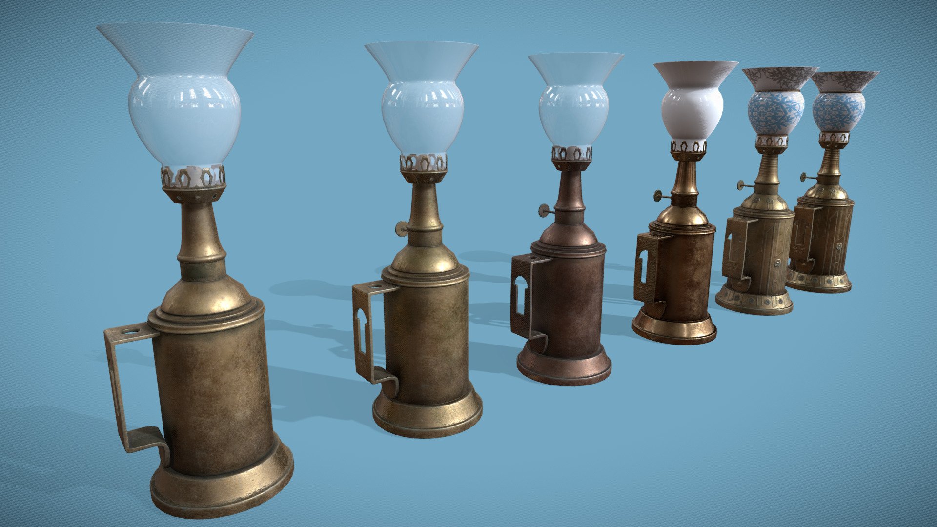 1800s Kerosene Desk Lamps
