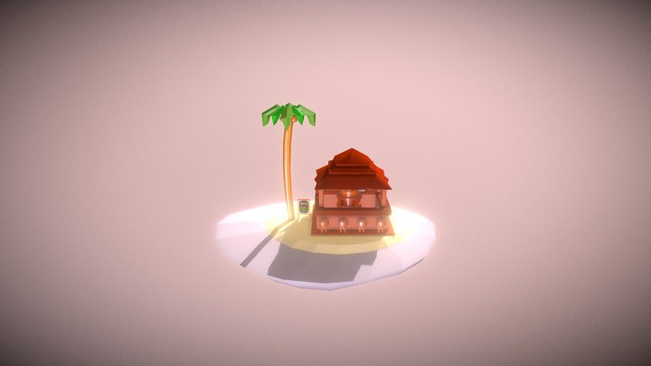 Floating Island Beach Bar 3D Model