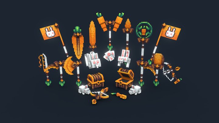 Little Bunny Set 3D Model