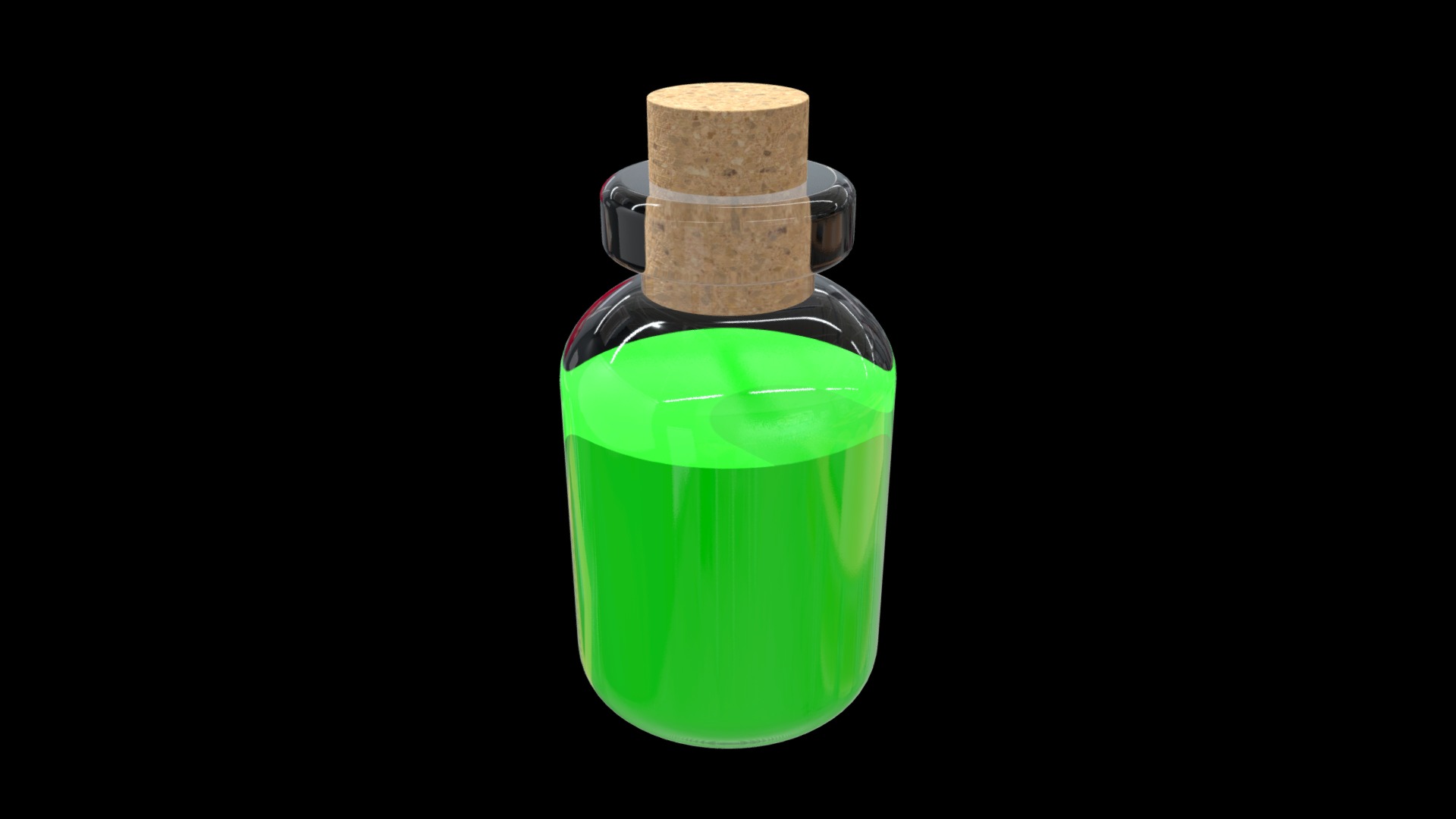 3D model Cylindrical potion flask - This is a 3D model of the Cylindrical potion flask. The 3D model is about a glass bottle with a green liquid.