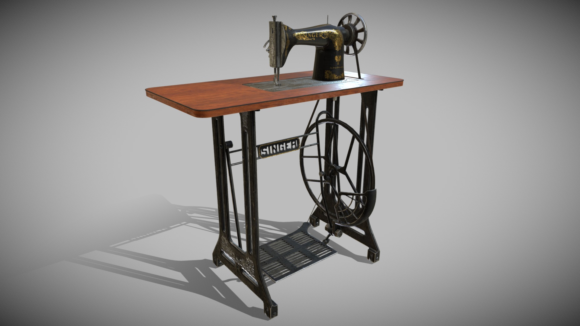 3D model Singer - This is a 3D model of the Singer. The 3D model is about a table with a wheel on it.