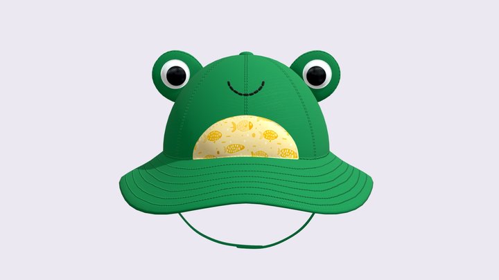 Cartoon Frog Panama Hat 3D Model