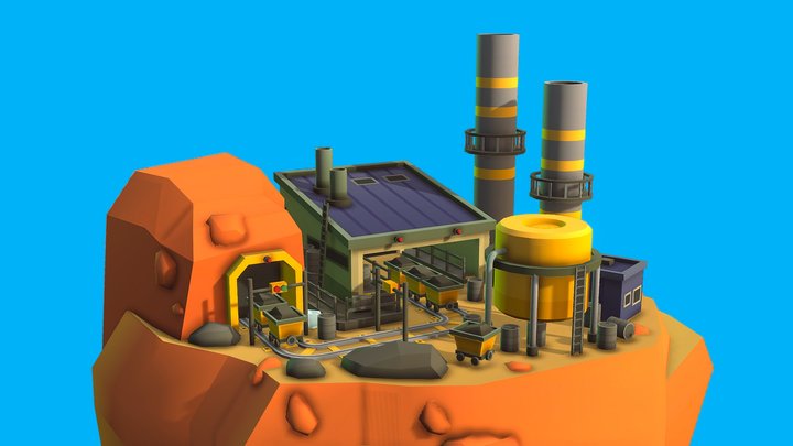 Stylised Miniature Coal Mine: Diorama 3D Model