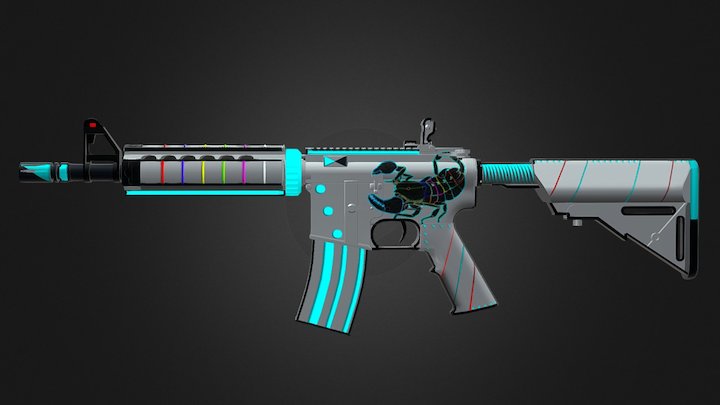 M4A4 | Neon Scorpion 3D Model