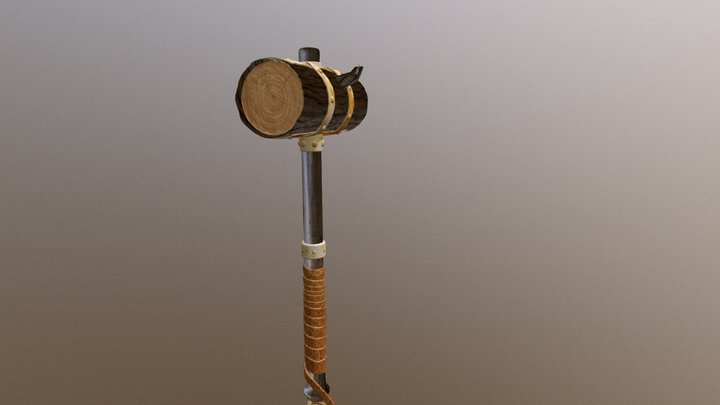 Wooden battle hammer 3D Model