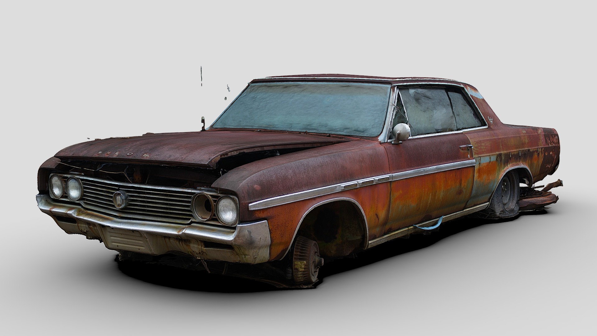 3D model Rusty Buick Skylark (Raw Scan) - This is a 3D model of the Rusty Buick Skylark (Raw Scan). The 3D model is about a car with a hood.