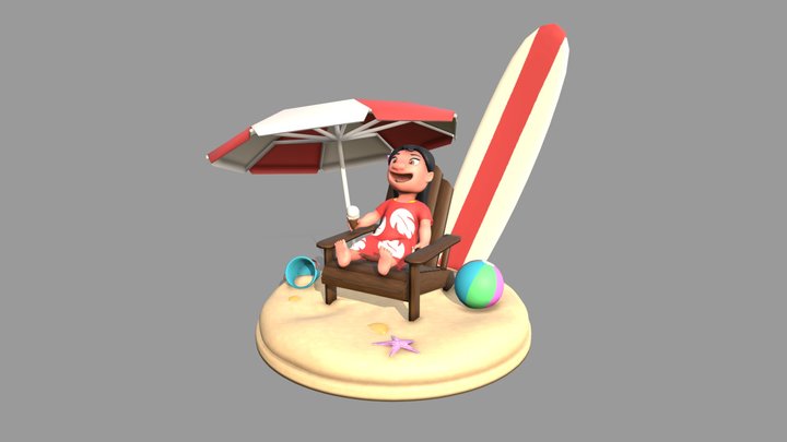 Lilo à la plage 3D Model