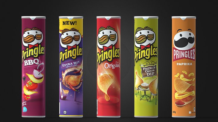 Pringles Cans | 5 Different Flavours | GAMEREADY 3D Model