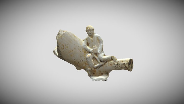 Clay pipe with man and pick 3D Model