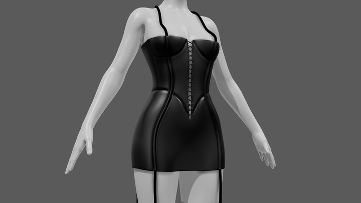 Short mini dress / corset 3D Model