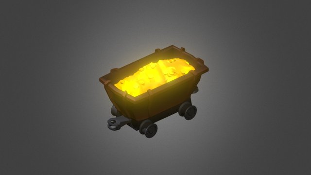 Mine Cart Gold 3D Model