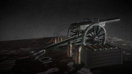 (Animation) World War 1 Anti Tank Gun 3D Model