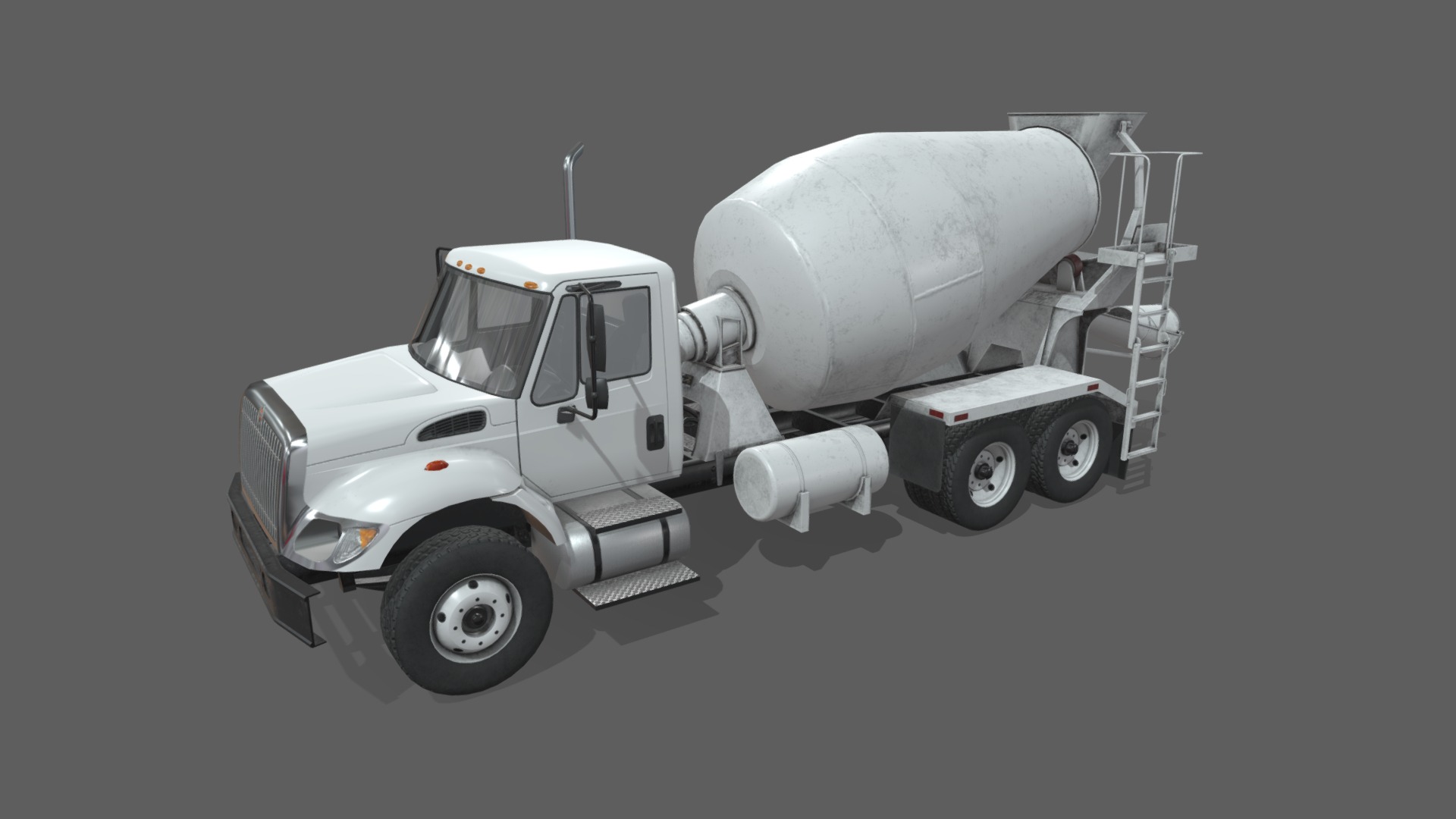 3D model International 7400 Mixer - This is a 3D model of the International 7400 Mixer. The 3D model is about a white truck with a large tank.