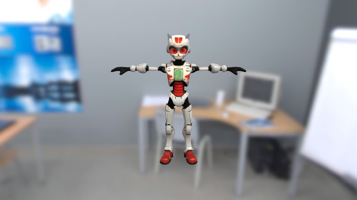 Robot soldier in futuristic exoskeleton with vi 3D Model