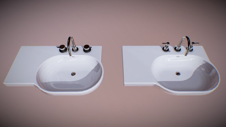 Caroma Opal 720mm Wall Basin with Taps 3D Model