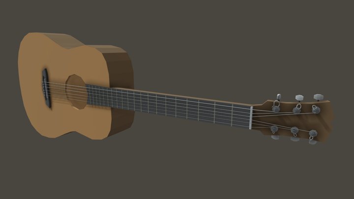 Low Poly Acoustic guitar 3D Model