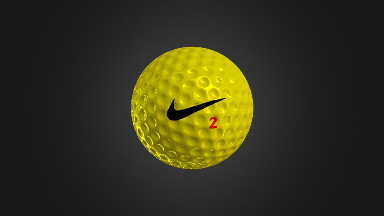 3D model Golf Ball 3 - This is a 3D model of the Golf Ball 3. The 3D model is about a yellow circle with a black line.