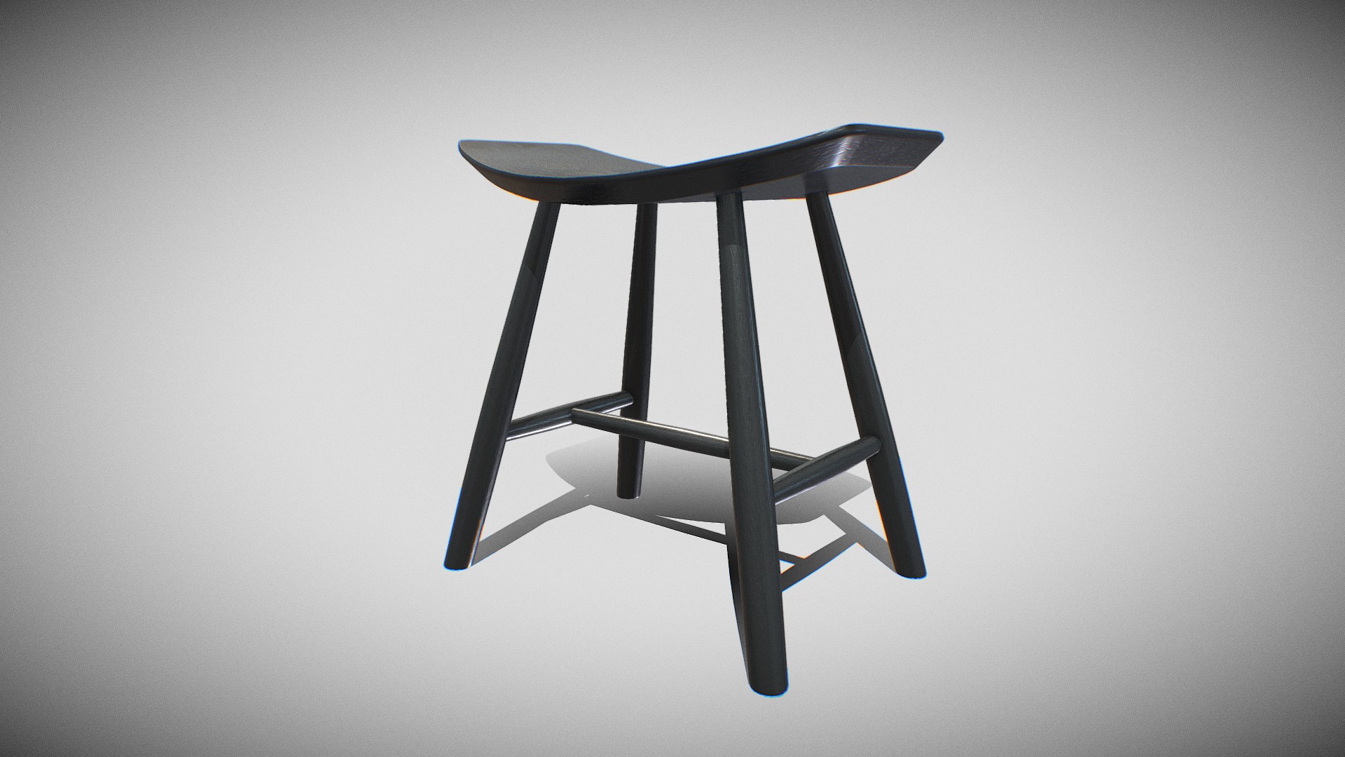 3D model Johansson J63 Stool-BlackAsh wood - This is a 3D model of the Johansson J63 Stool-BlackAsh wood. The 3D model is about a black chair with a table.