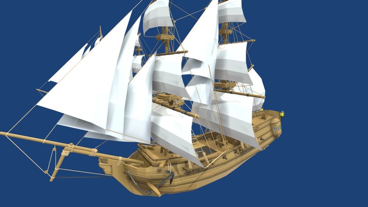 Lowpoly sailing ships 3D Model