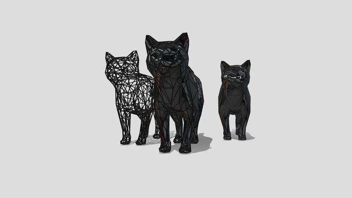 Gatos - Voxel - Lowpoly - Wireframe 3D Model