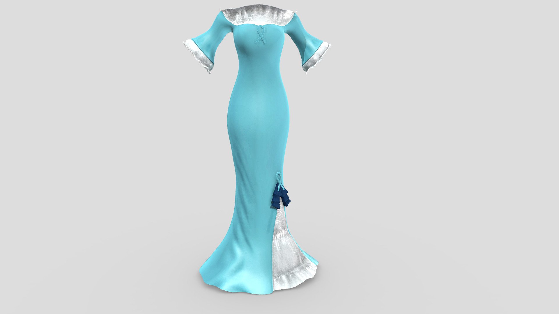 Baby Blue Long Lady Gown - Buy Royalty Free 3D model by 3dia [bac2490 ...
