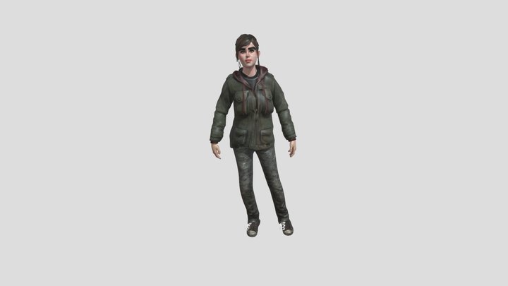 YOUNG WOMAN WITH PANTS AND JACKET MOVING HER ARM 3D Model