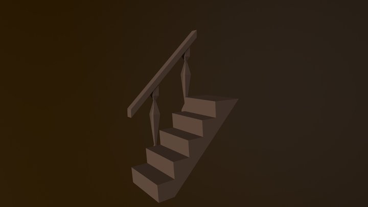 The Tavern - Stairs with fence 3D Model