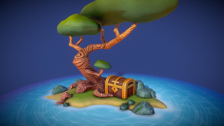 Tree and chest - #SketchfabWeeklyChallenge 3D Model