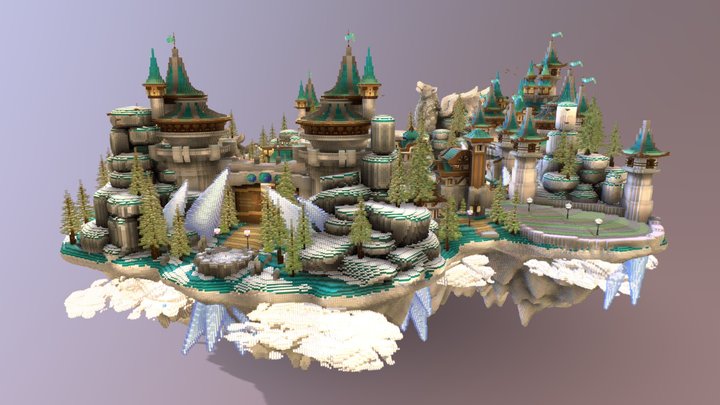 Cyan Heaven Castle 3D Model