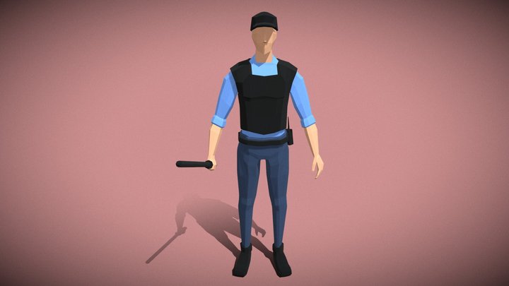Low poly security guard 2 3D Model