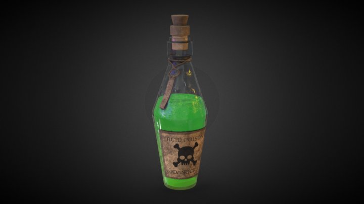Glass Green Poison Potion 3D Model