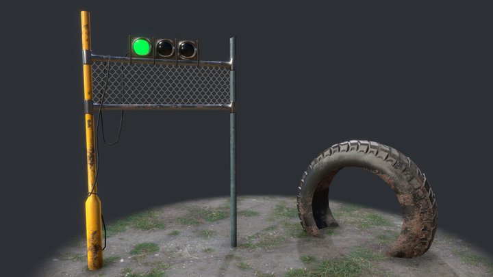 Checkpoint and obstacle 3D Model