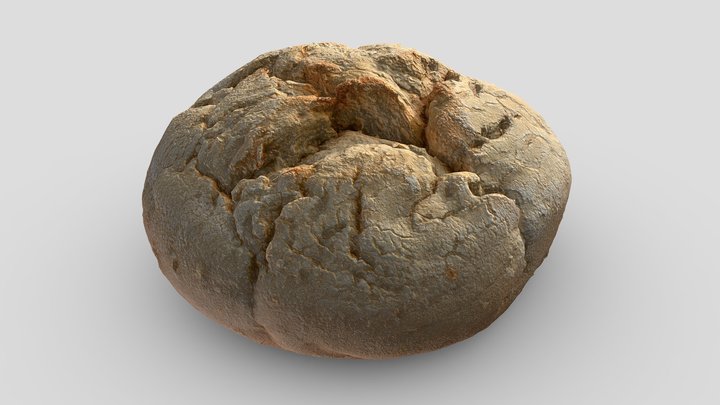 Wheat Bread Roll Scan | Retopologized 3D Model