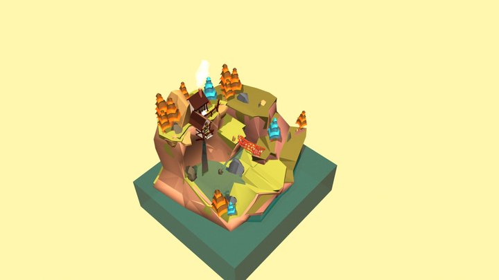 Water-fall Island 3D Model