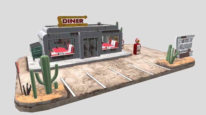 60's Diner Diorama 3D Model