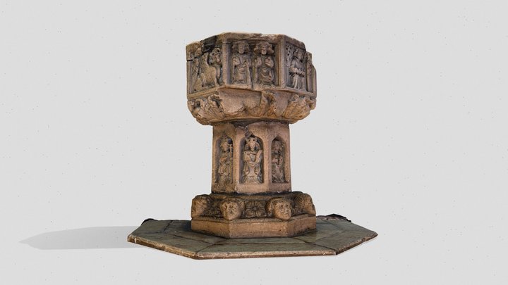 14/15th Century Octagonal Font, Hart Church 3D Model