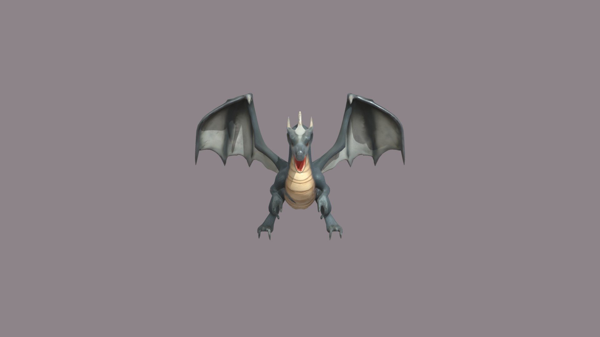 Dragon with large wings and fierce expression - 3D model by timofimo1 ...