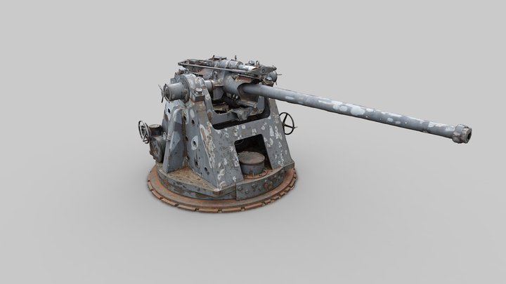 Three Inch Mounting And Gun – Kostenloses 3D-Modell STL