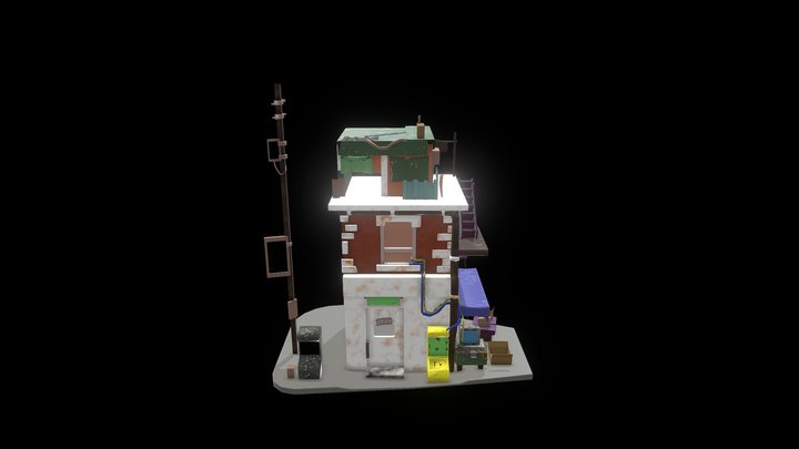 Retro postapo buildings 3D Model