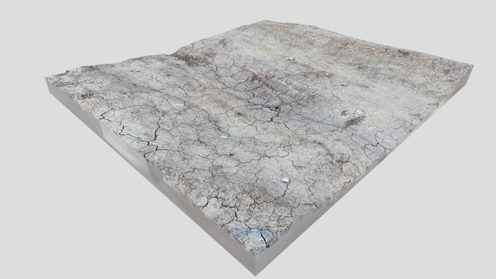 Cracked Concrete Surface 3D Model
