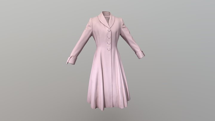 Cresta wool coat 3D Model