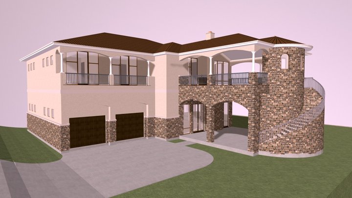 Modern Texas Tuscan Villa 3D Model