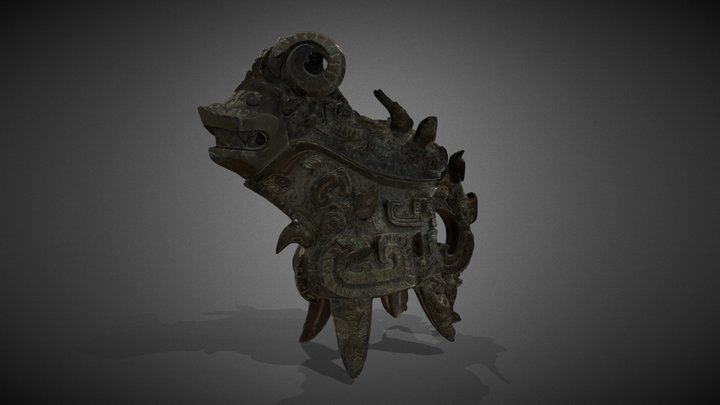 中国古代青铜器羊头壶模型 3D Model