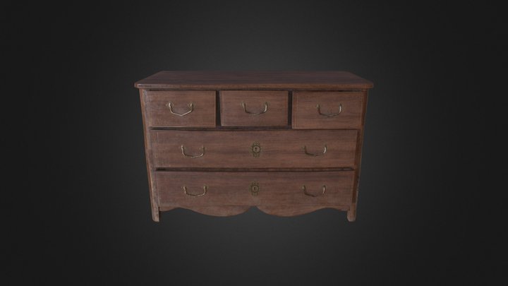 Wooden ChestDrawer 3D Model