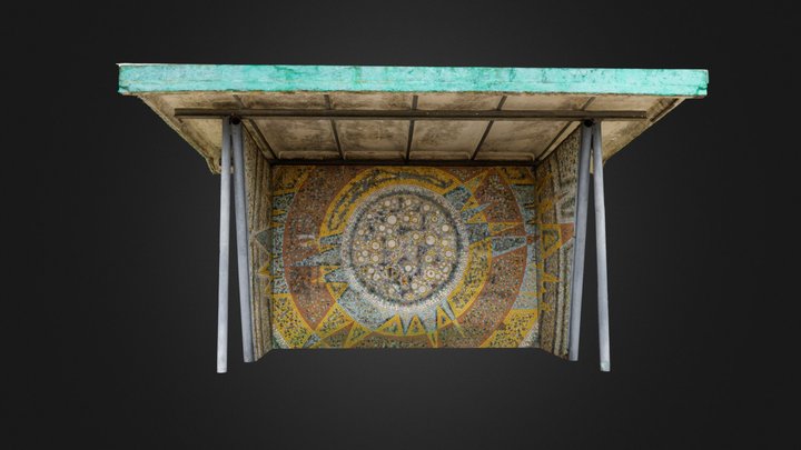 Ukrainian mosaic bus stop in Zasullia 3D Model