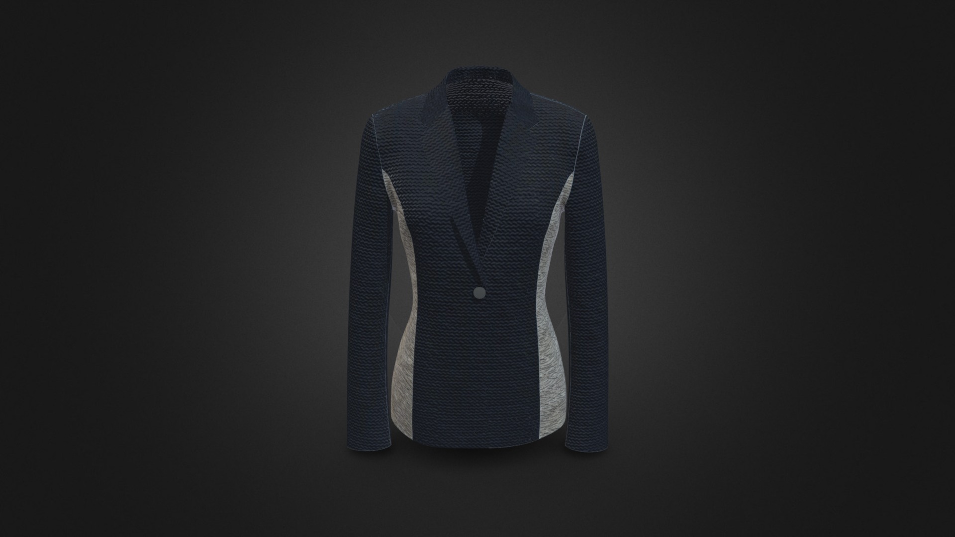 3D model ONE BUTTON JACKET - This is a 3D model of the ONE BUTTON JACKET. The 3D model is about a grey and white striped shirt.