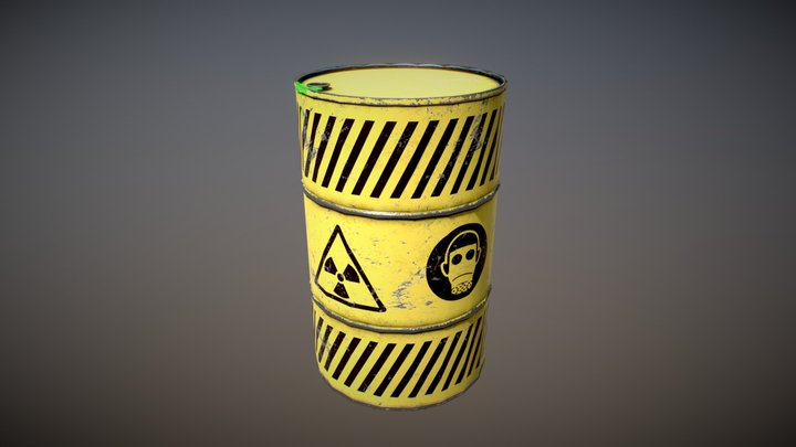 A barrel with radioactive waste. 3D Model