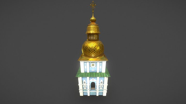 St. Michael's Golden-Domed Bell Tower 3D Model