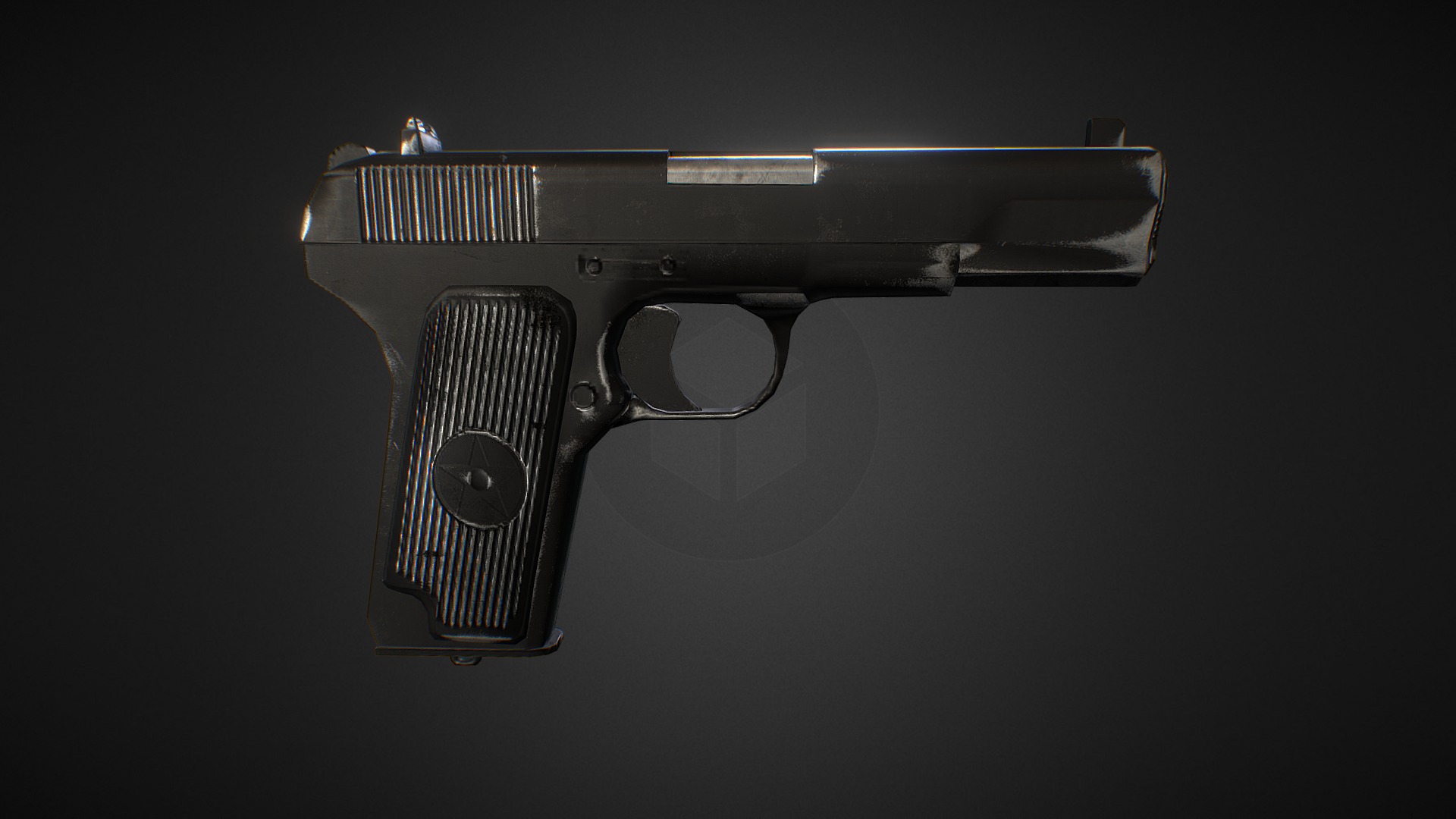 3D model TT pistol - This is a 3D model of the TT pistol. The 3D model is about a black and silver gun.